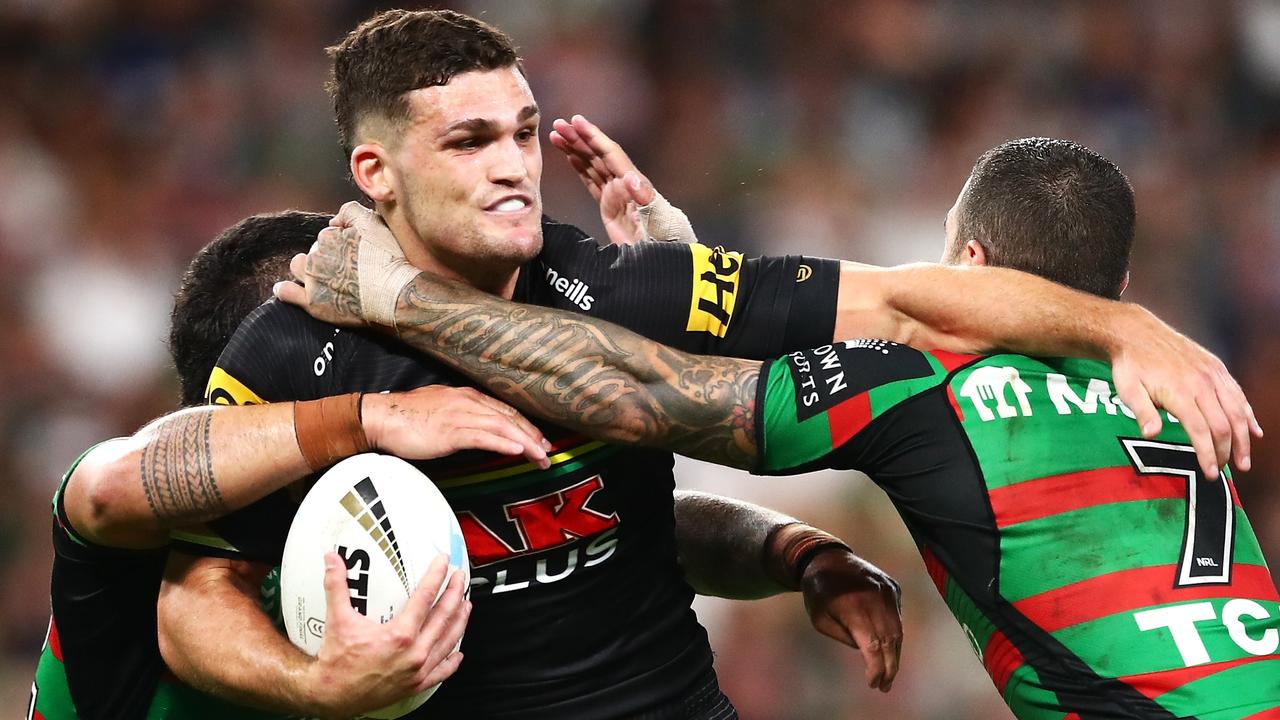 Nathan Cleary refused to have a painkilling injection for his busted shoulder. Picture: Chris Hyde/Getty Images