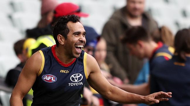 Eddie Betts says it is hard to smile after stitches in his lip. Picture SARAH REED