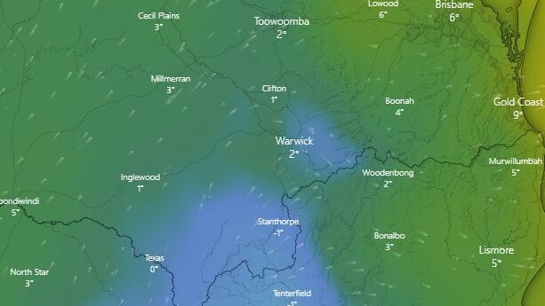 Queensland is bracing for another week of freezing temperatures. Picture: Windy