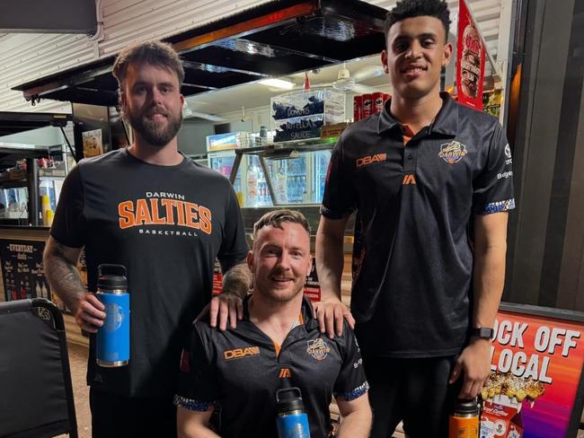 End of regular season award recipients Jontee Brown (left) Jannik Blair (centre) and Jaylen Brown, took home the DPOY, Coaches Award and Players MVP respectively. Picture: Bridge Toyota Darwin Salties NWBL Facebook.