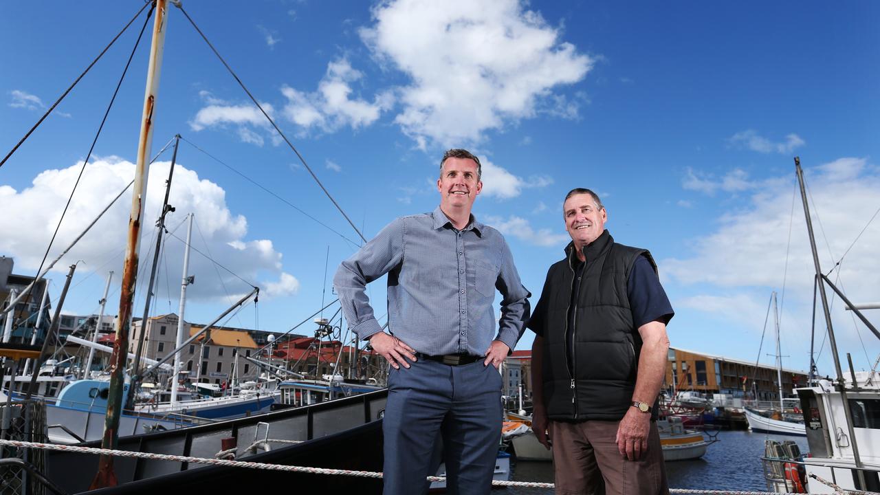 L-R Julian Harrington chief executive of the Tasmanian Seafood Industry Council and Lindsay Newman president of the Tasmanian Seafood Industry Council. Picture: NIKKI DAVIS-JONES