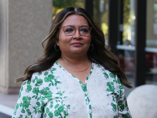 Mehreen Faruqi is seen leaving the Supreme Court in Sydney for a case against Pauline Hanson.