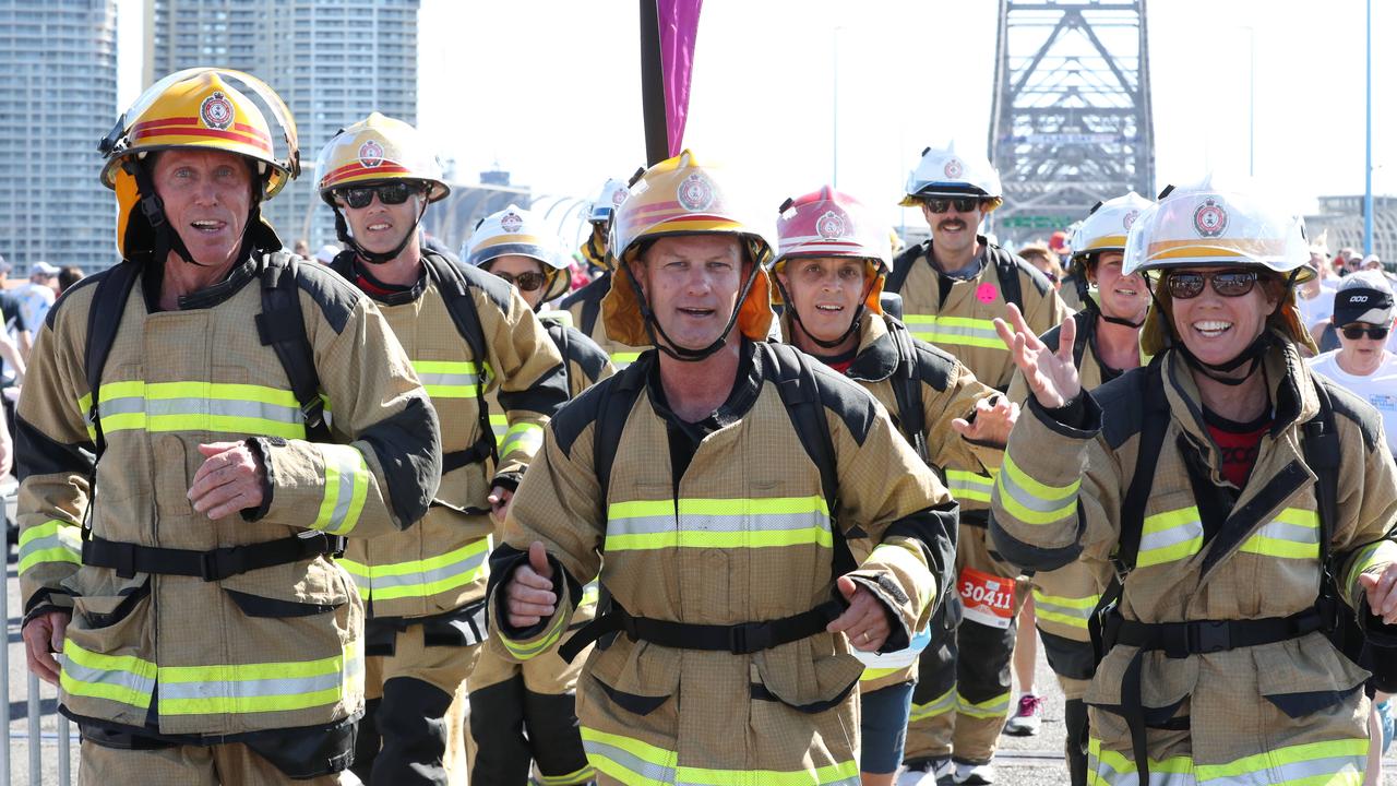 Fire Fighters, 5 Km race, Bridge to Brisbane, Story Bridge, Kangaroo Point. Photographer: Liam Kidston.