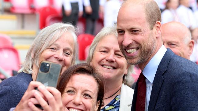 LLANELLI, WALES - SEPTEMBER 10: Prince William, Prince of Wales smiles for a photograph during for a visit to Parc y Scarlets, the home of the Scarlets Rugby Union team on September 10, 2024 in Llanelli, Wales. The Prince of Wales visited Llanelli in South Wales on Tuesday to celebrate the region's rich culture and sporting achievements, while engaging with local residents. (Photo by Chris Jackson - WPA Pool/Getty Images)