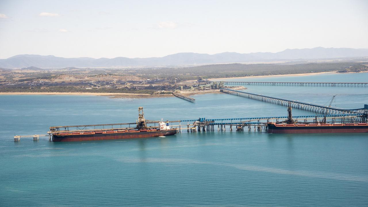 Coal ships moored at Hay Point and Dalrymple Bay coal-loading facilities. Picture: Daryl Wright