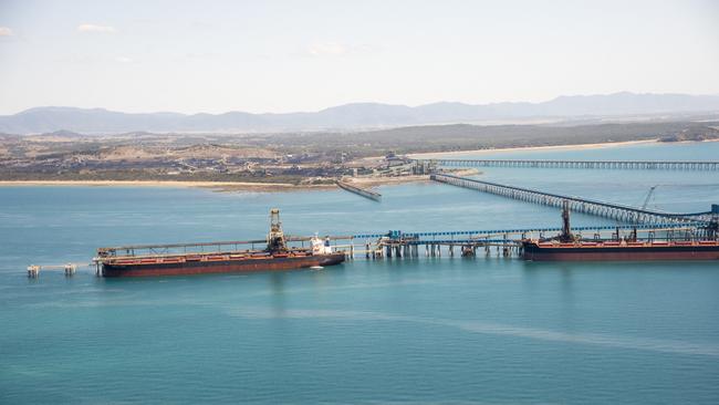 Coal ships moored at Hay Point and Dalrymple Bay coal-loading facilities. Picture: Daryl Wright