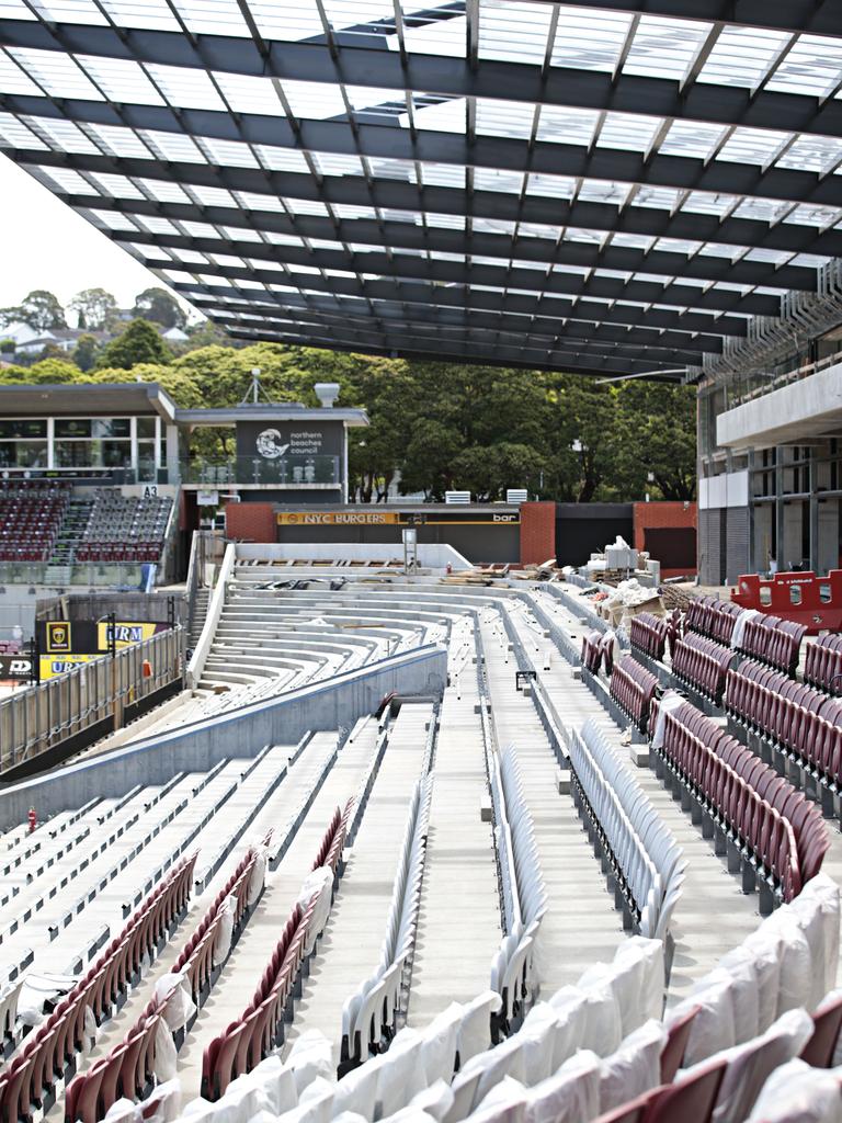The new stand has a polycarbonate roof, allowing sunlight to seep through and encourage grass growth. Picture: Adam Yip