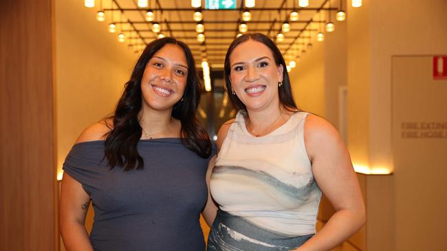 Shannon Mato and Evaniq Isaako at the Gold Coast Titans NRLW 2025 Season Launch at Isoletto The Star Gold Coast. Picture, Portia Large.