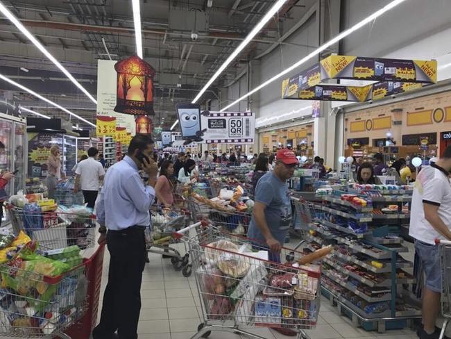 Shoppers stock up on supplies in Doha during Ramadan. Picture: Doha News via AP