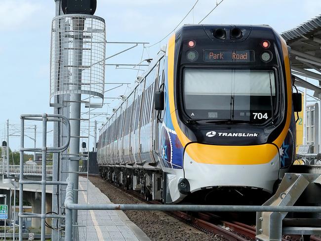 First service of the New Generation Rollingstock trains, Brisbane Airtrain, Brisbane Airport. Photographer: Liam Kidston.