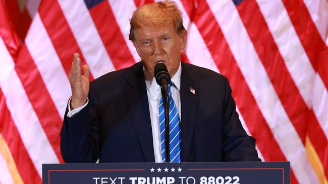 Donald Trump speaks at an election-night party at Mar-a-Lago. Picture: Getty Images via AFP.