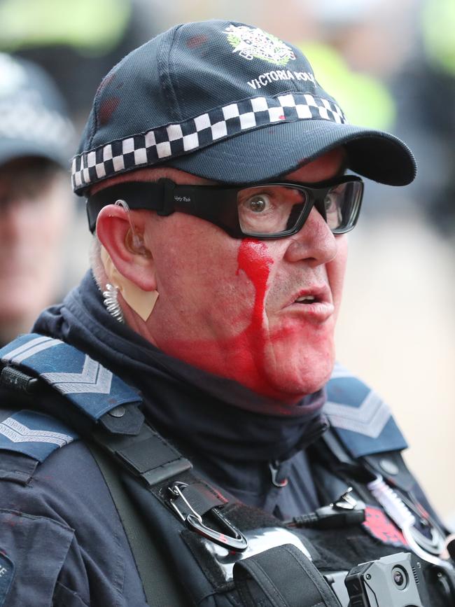 A police officer on Wednesday. Picture: David Crosling