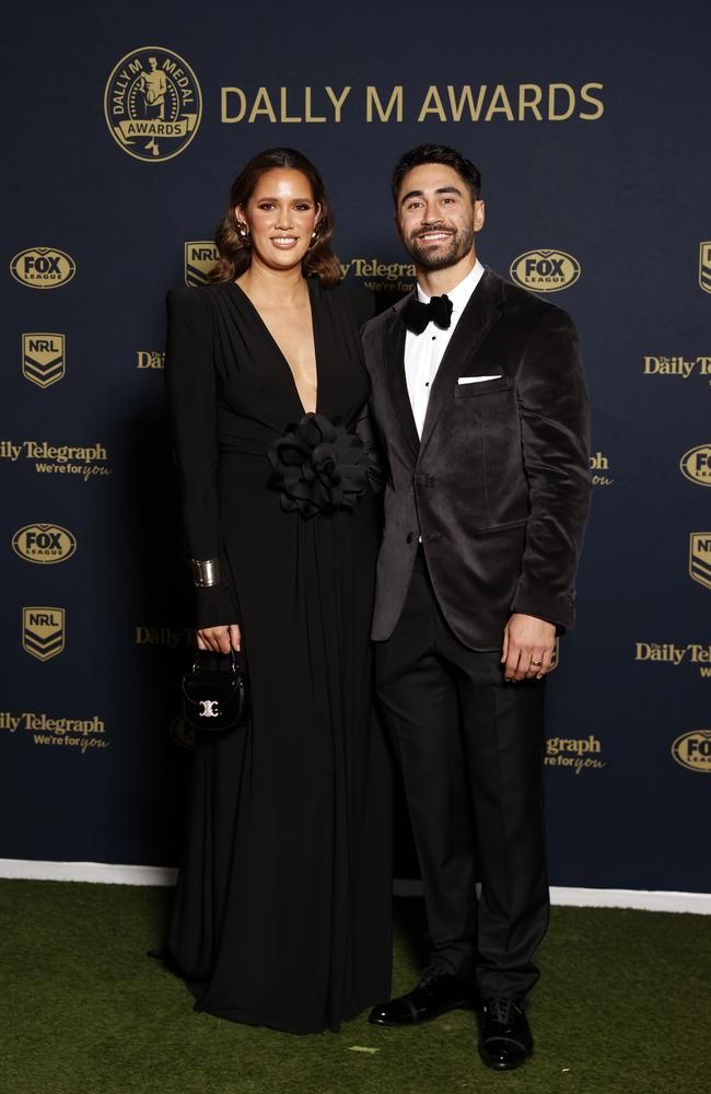 Shaun Johnson and Kayla Johnson on the astroturf carpet at Royal Randwick Racecourse. Picture: Jonathan Ng