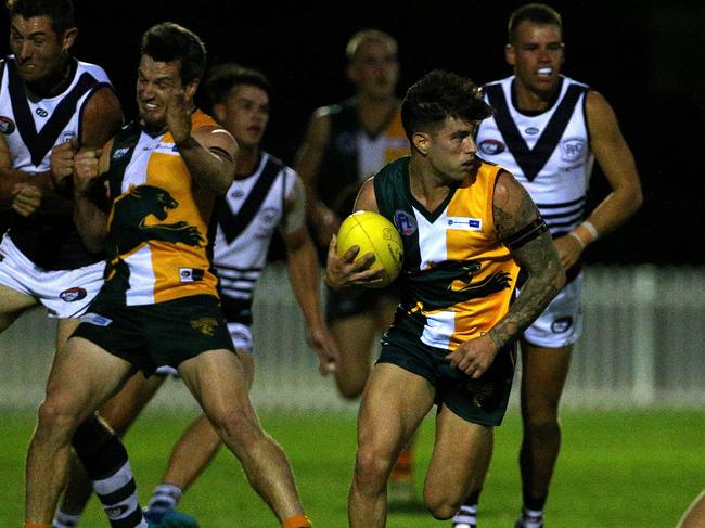 Northcote Park’s Ricky Fandrich on the burst on Friday night. Picture: Hamish Blair