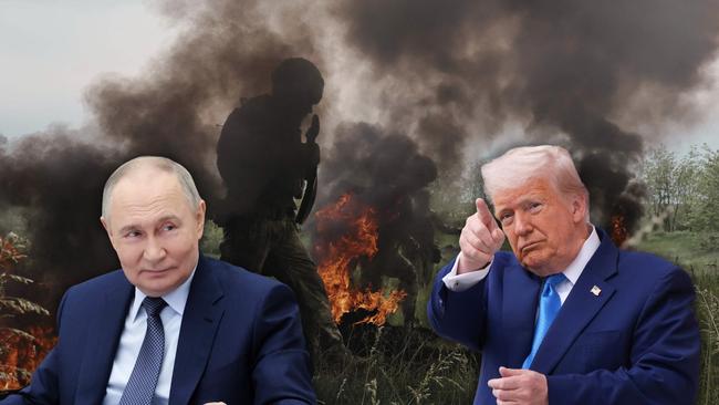 Donald Trump’s latest comments came after he called Vladimir Putin “CRAZY” over the weekend following a mass Russian air attack on Kyiv. Picture: Kremlin Pool/Ukrainian Armed Forces/AP