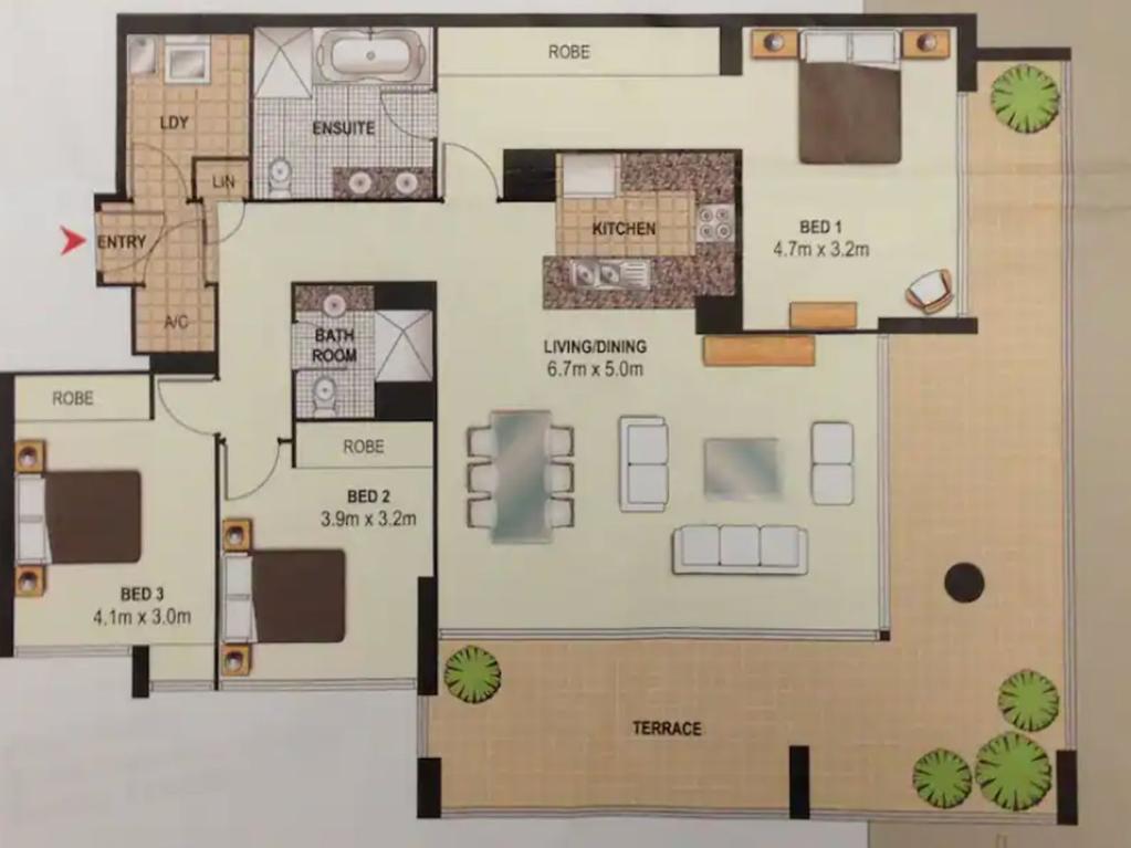 The room doesn't feature on the apartment's floor plan. Picture: Airbnb