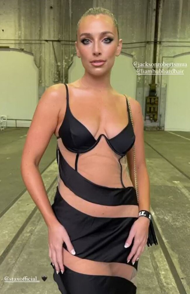 Former Love Island star Cassidy McGill wore a racy dress to Sydney’s Carriageworks on Friday. Picture: