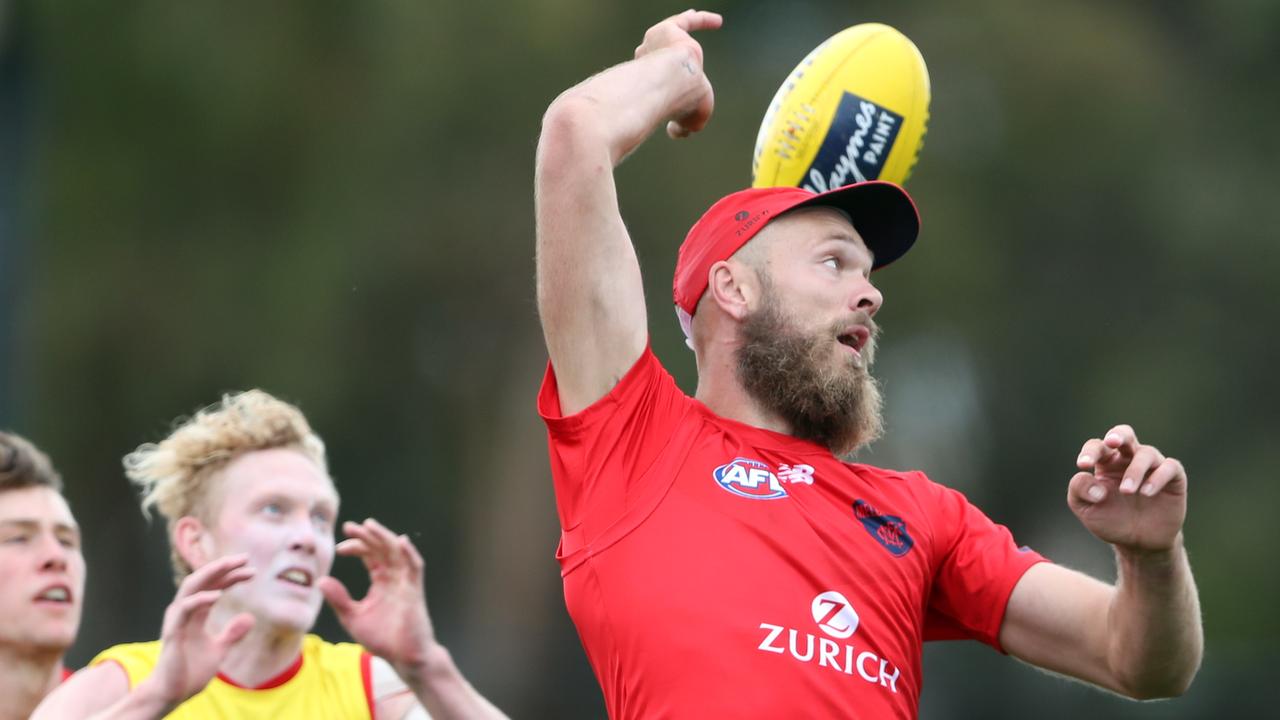 Max Gawn has never scored less than 100 against the Hawks. Picture: David Crosling