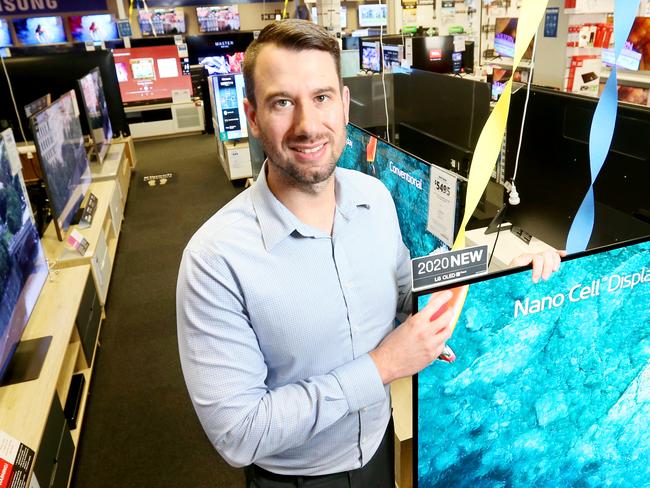 Michael Spencer, electrical sales, in the Fortitude Valley store after a jump in sales figures for Harvey Norman, Fortitude Valley, Wednesday 10th June 2020 - Photo Steve Pohlner