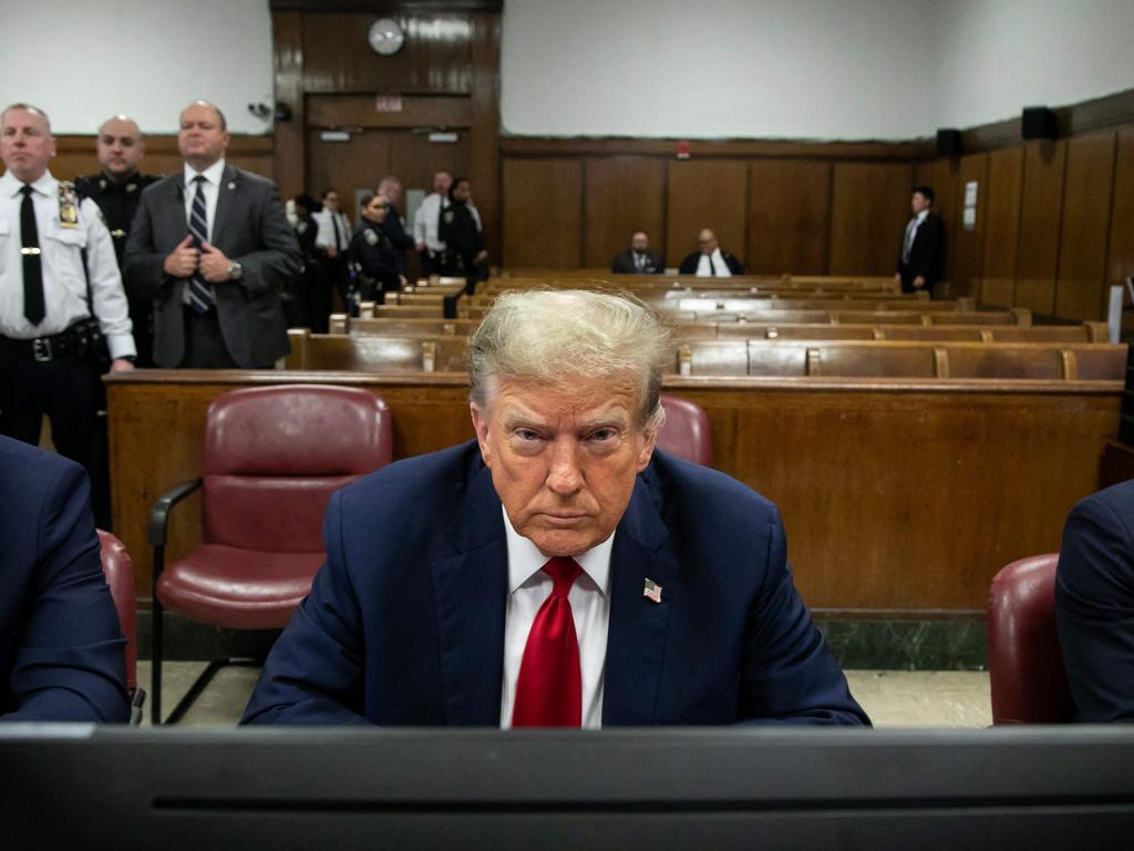 Former US President Donald Trump attends the first day of his trial for allegedly covering up hush money payments linked to extramarital affairs. Picture: Michael Nagle / AFP