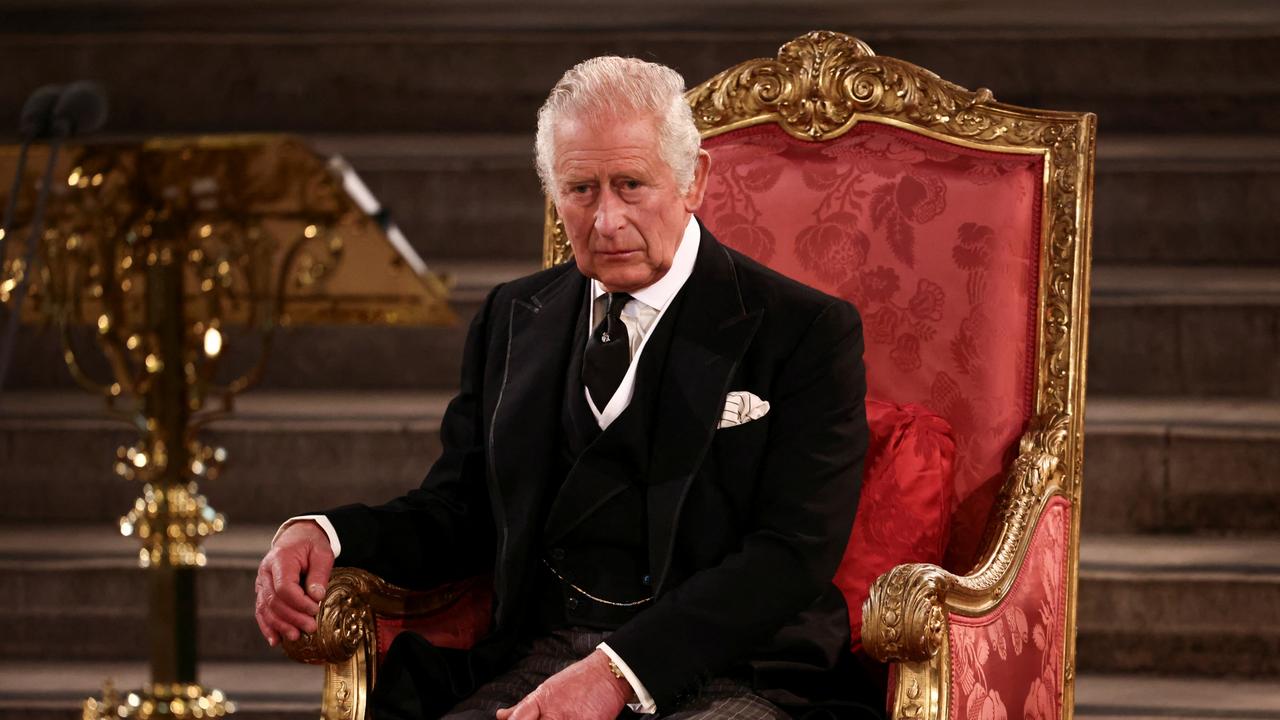 King Charles III looks on in Westminster Hall at the Houses of Parliament on September 12. (Photo by Henry Nicholls - WPA Pool/Getty Images)