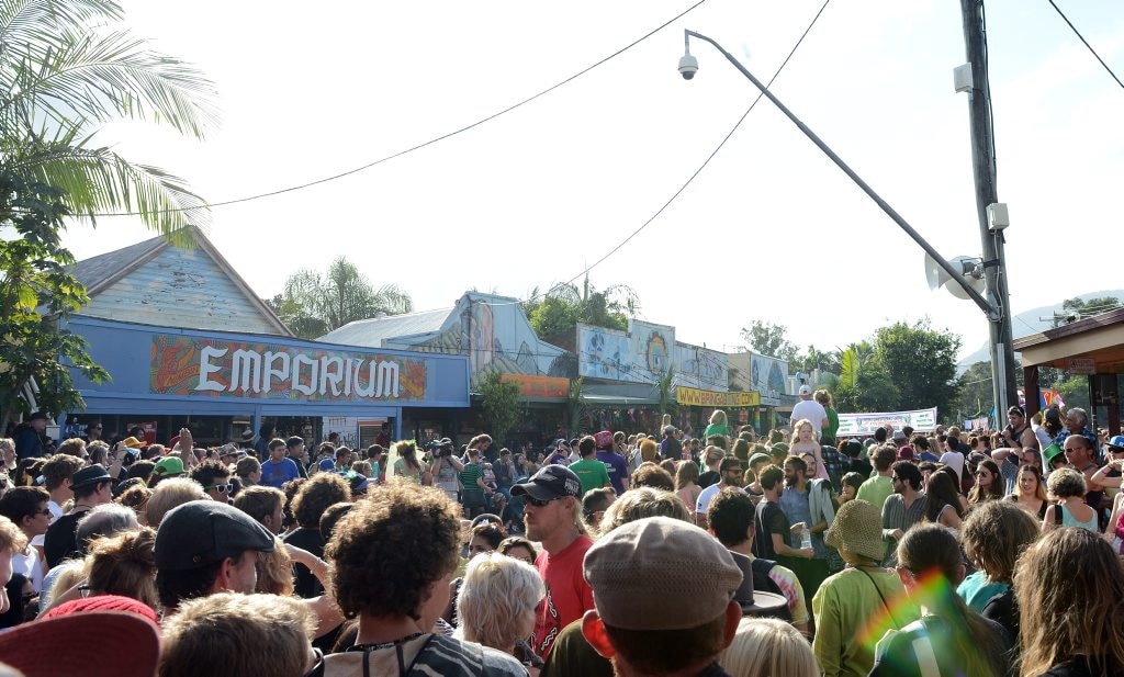 Punters fill the main street at the 2013 Nimbin Mardi Grass. Picture: Patrick Gorbunovs