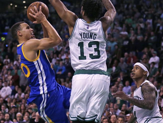 Stephen Curry lands another freakish shot.