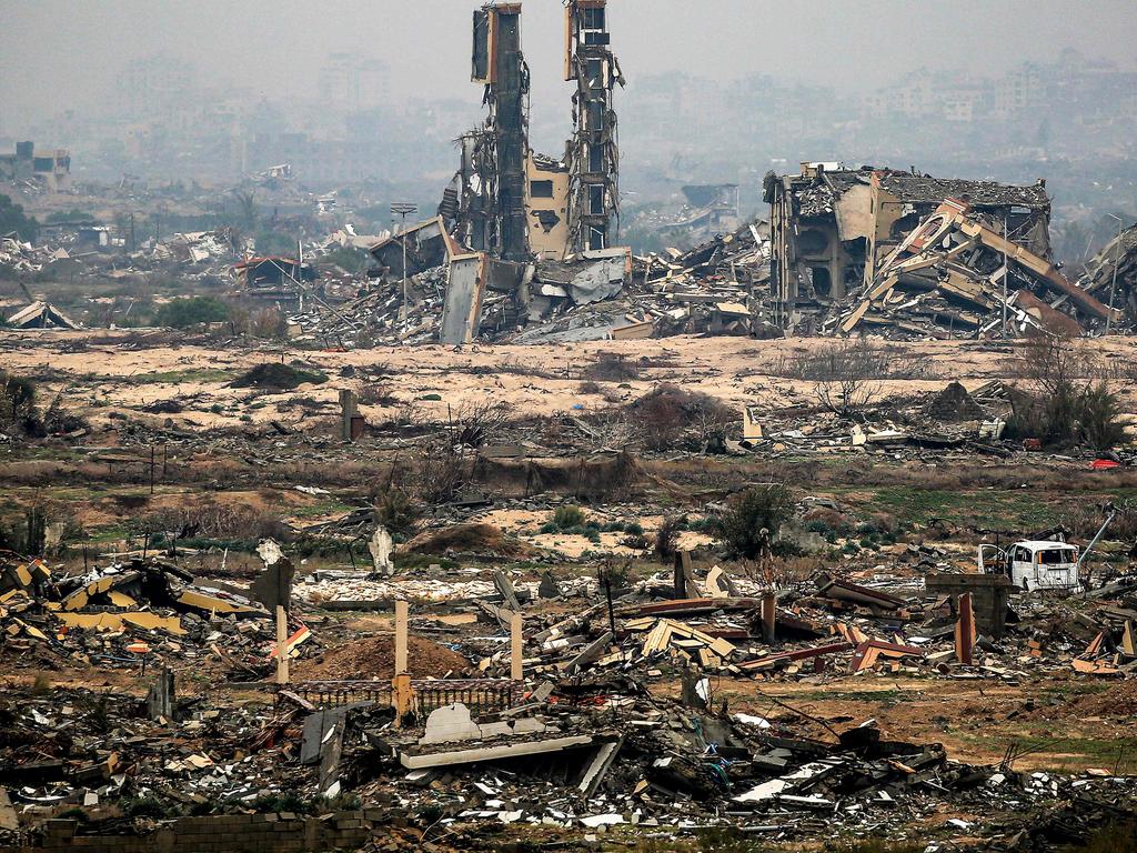 Destroyed buildings are pictured near Nuseirat in the central Gaza Strip on February 10. Picture: Eyad Baba/AFP