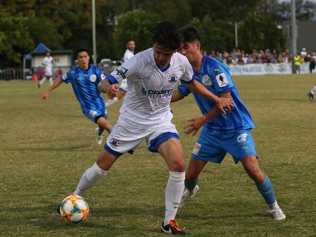 Grand final of the Gold Coast Premier League (soccer) senior men's competition between Surfers Paradise Apollo and Palm Beach Sharks.Surfers Player NoPalm Beach Player NoPic Mike Batterham (nb team sheet was not avalible)