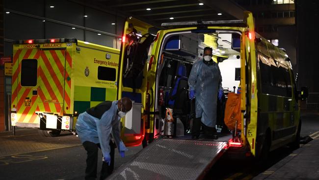 An ambulance crew outside the Royal London hospital. Picture: AFP