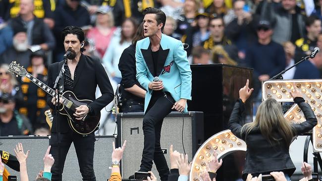 The Killers perform before the 2017 AFL Grand Final. Picture: AAP / Julian Smith