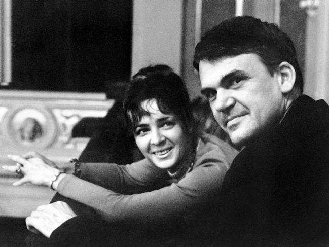 Kundera with his wife, Vera Hrabankova, who became his agent. Picture: AFP