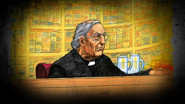 A court sketch of Cardinal George Pell at the Supreme Court of Victoria in Melbourne. Picture: Jeff Hayes/AAP