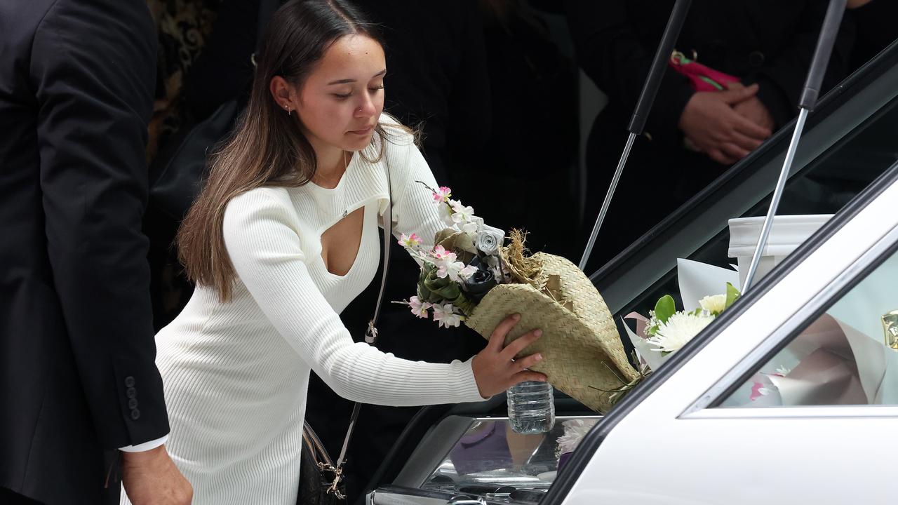 The solemn farewell for Tia Cameron in Brisbane. Picture: Liam Kidston