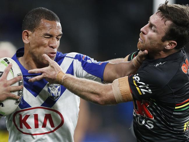 The departure of James Maloney (R) who missed 122 tackles in 2019 and 161 in 2018 helped the Panthers. Picture: Mark Metcalfe/Getty Images