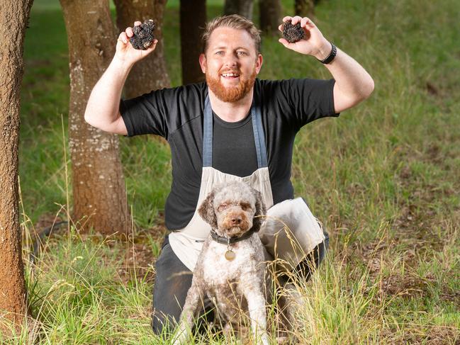 Black Cat Truffles owner and chef Liam Downes has elevated the dining experience at his Wattle Flat farm. Picture: Rob Leeson.