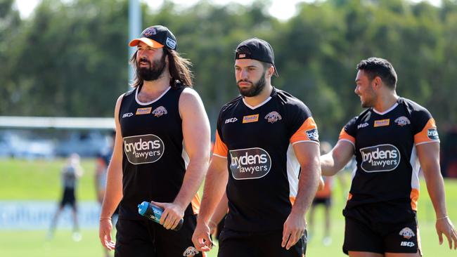 Wests Tigers players Aaron Woods and James Tedesco hold the key for the Tigers.