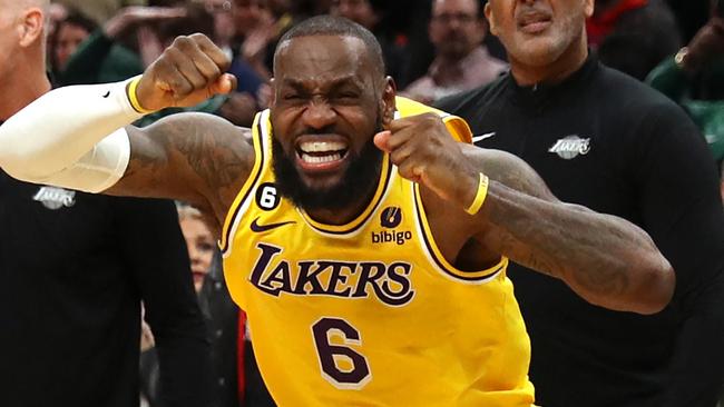 BOSTON, MASSACHUSETTS - JANUARY 28: LeBron James #6 of the Los Angeles Lakers reacts during the fourth quarter against the Boston Celtics at TD Garden on January 28, 2023 in Boston, Massachusetts. The Celtics defeat the Lakers in overtime 125-121.   Maddie Meyer/Getty Images/AFP (Photo by Maddie Meyer / GETTY IMAGES NORTH AMERICA / Getty Images via AFP)