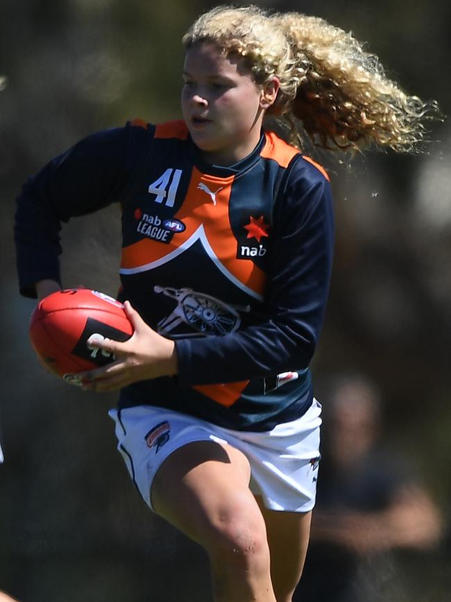 AFLW Draft prospect Georgie Prespakis in action for Calder Cannons.