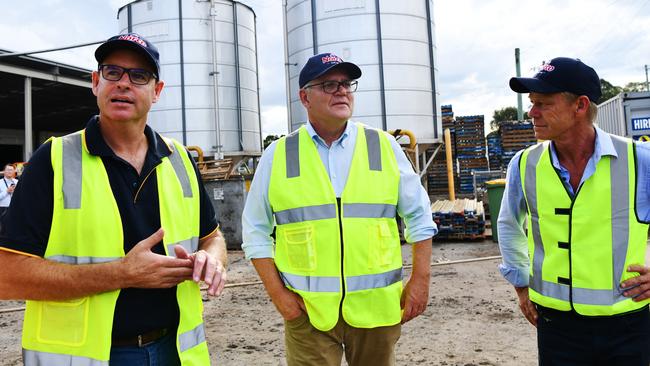 Former Prime Minister Scott Morrison visits the Norco Ice Cream factory, with Norco CEO Michael Hampson. Picture: NCA NewsWire/Elise Derwin