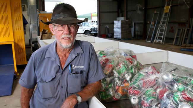 Owner of North Queensland Recycling Agents Ian Kermide in the container drop off area Picture: Anna Rogers