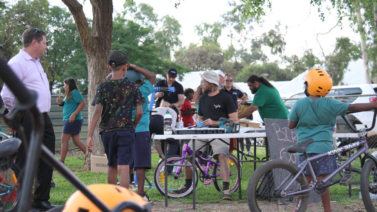 Dozens of kids turned up to the Bikes Mwerre afternoon at Lyndavale Park in Larapinta, Alice Springs, October 16, 2024. Picture: Gera Kazakov