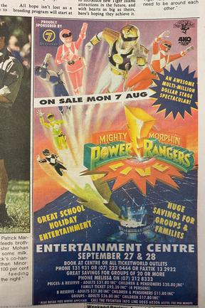 The Mighty Morphin Power Rangers live action Advertisements in the Gold Coast Bulletin, August 1995. Gold Coast History.