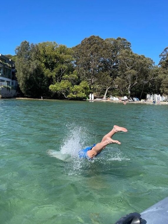 Michael shared this snap of himself diving into the water. Picture: Instagram/MichaelClarke