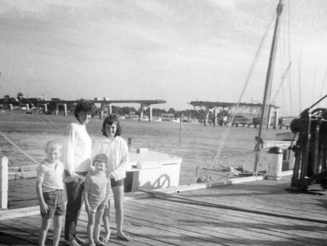 Therese Crawford and her children Kathryn, James and Karen.