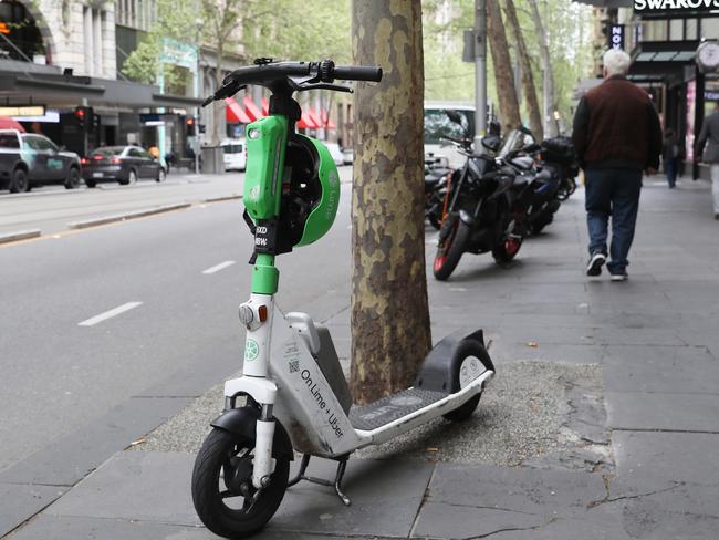 Victoria Police says Melburnians may still spot e-scooters in the CBD during the transition phase. Picture: David Crosling