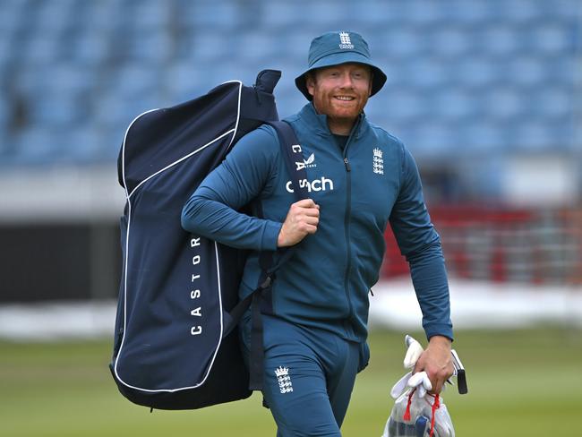 England player Jonathan Bairstow smiles during England nets ahead of the third Ashes Test Match at Headingley. Picture: Getty Images