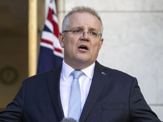 CANBERRA, AUSTRALIA-NCA NewsWire Photos JULY 21 2020The Prime Minister Scott Morrison and the Treasurer Josh Frydenberg during a press conference at Parliament House in Canberra, talking about the future of the Job Seeker and job Keeper programs. Picture: NCA NewsWire / Gary Ramage