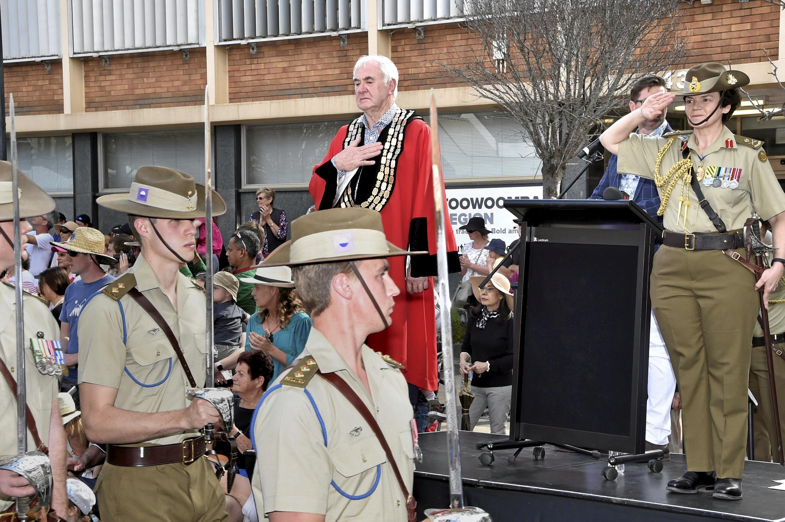 TRC Mayor Paul Antonio and Major General Katherine Campbell . Visitors to the 70th Carnival of Flowers were treated to a Freedom of the City ceremony.  Carnival of Flowers 2019: Freedom of the City. September 2019. Picture: Bev Lacey