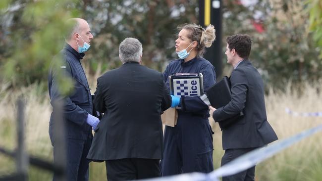 Police at the scene of the alleged Donnybrook home invasion. Picture: David Crosling